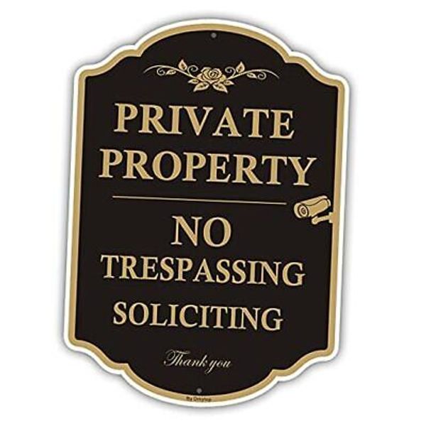 Private Property Sign No Trespassing Sign, No Soliciting Signs, CCTV IP 1 Pack