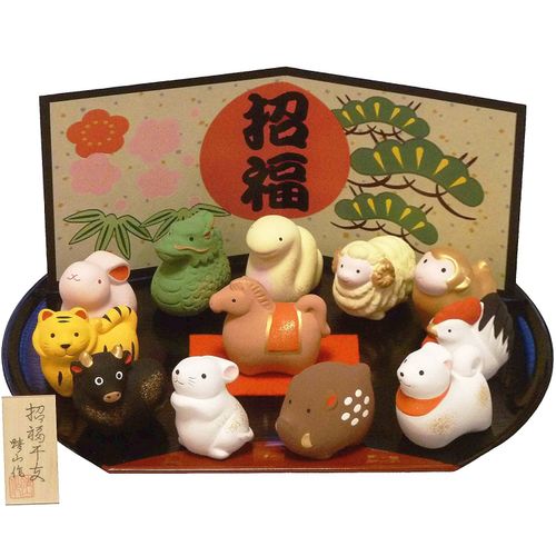 Thousand Pottery Chinese Zodiac Zodiac Ornament, New Year Decoration, Made in Japan, Hina Ornament