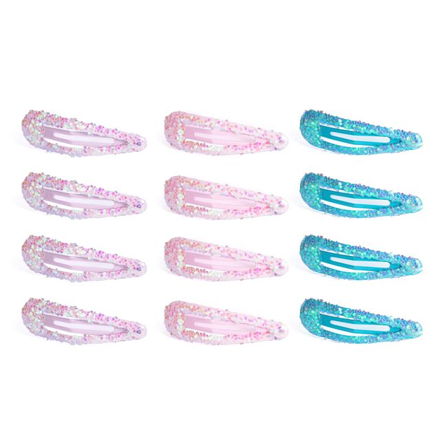 Dalababa 12 Pcs Glitter Snap Hair Clips, Sparkling Sequin Side Clip, Colourful Metal Hair Clips Accessories for Toddlers Children Girls Women