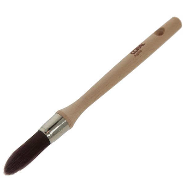 Coral 33712 Aspire 18MM Round Sash Paint Brush Professional Firm Pointed Profile for Fast Accurate Detail Cutting-in Ultra-Smooth Finish with Trade Emulsion or Gloss FSC Wood Handle