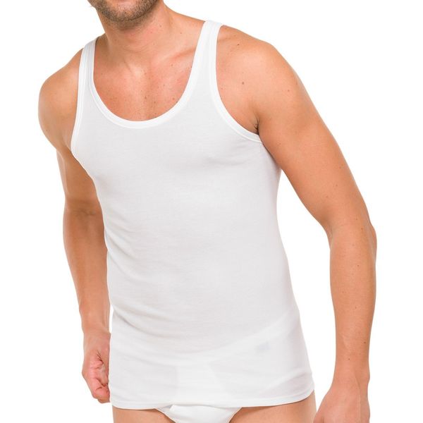 Schiesser Essentials Fine Rib Vests Pack of 6 White, White
