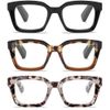 Fsread 3 Packs Oversized Reading Glasses For Women Blue Light Blocking Computer Readers Retro Spring Hinge +1.5