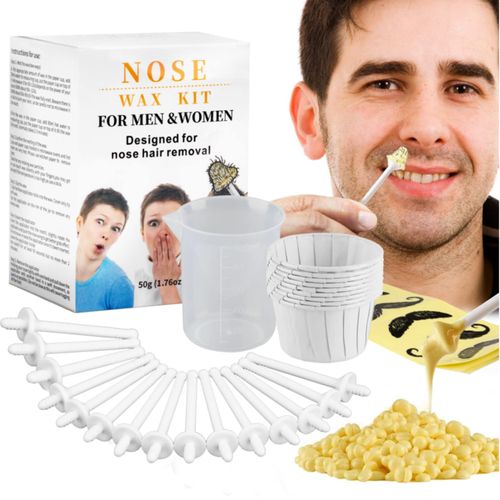 Nose Hair Removal from CoFashion, 50g Wax (10 Times), Nose Waxers Nose Wax Kit for Men Ear Hair Waxing Kit with 20 Applicators Nose Hair Remover Waxing Kit, 10 Paper Cups, Nose Hair Wax Gift for Men