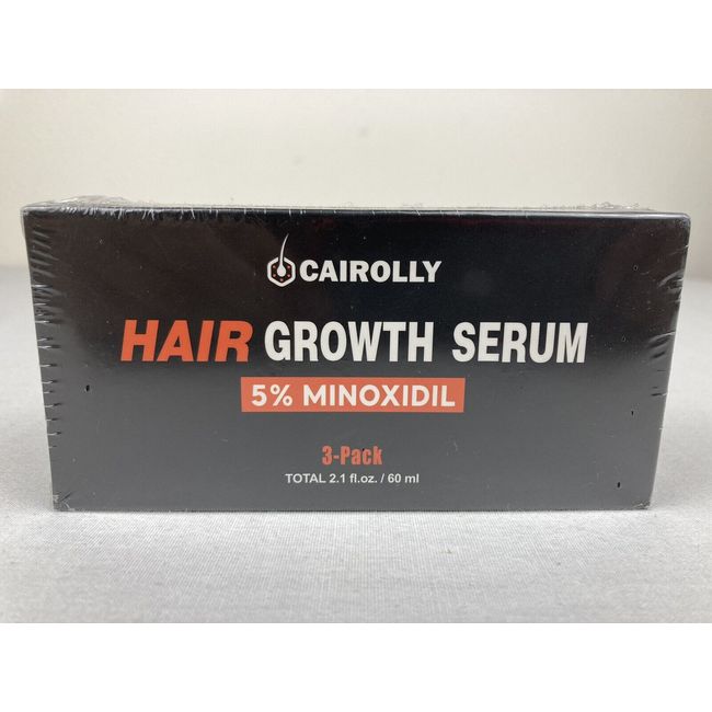 CAIROLLY 5% MINOXIDIL BIOTIN HAIR GROWTH SERUM FOR MEN WOMEN 3 PACK NEW SEALED!