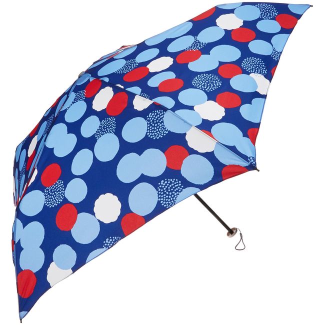 mabu MBU-LMDPT03 Folding Umbrella, Lightweight, Design, Blooming Dots, Navy, 5 Ribs, 21.7 inches (55 cm), UV Protection, Over 97% Fiberglass Ribs