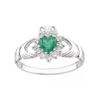 Sterling Silver Emerald Claddagh Ring - size J to U (P)