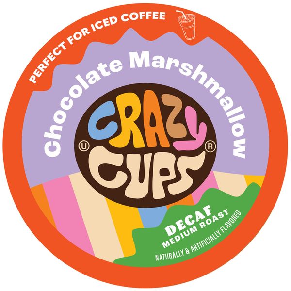 Crazy Cups Decaf Marshmallow Coffee Pods, Decaffeinated Chocolate Marshmallows Flavored Coffee, Single Serve Hot or Iced Medium Roast Coffee for Keurig K Cups Machines, 22 Count