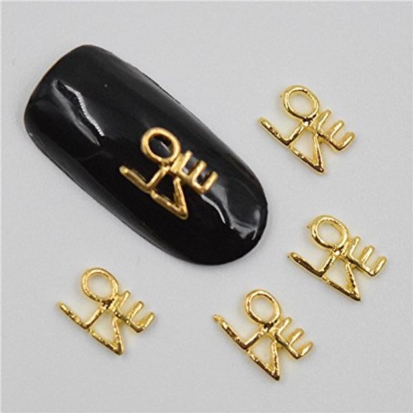 50pcs New Beleshiny Gold LOVE 3D Nail Art Decorations,Alloy Nail Charms,Nails Rhinestones Nail Supplies Plus Nail Glue