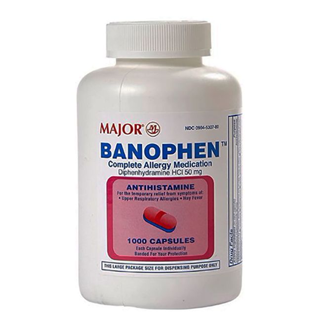 Generic Benadryl Major Banophen Antihistamine Diphenhydramine 50mg Caps 1000ct