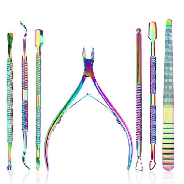 Kalolary 7Pcs Cuticle Nippers and Cutter Kit, Ingrown Toenail File, Triangle Nail Polish Remover Cuticle Pusher Trimmer Stainless Steel Manicure Tools Set for Fingernails and Toenails