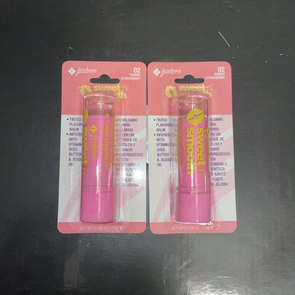 Jordana Sweet n' Smooth Nourishing Lip Balm #02 Yummy Strawberry Lot Of 2 In Box