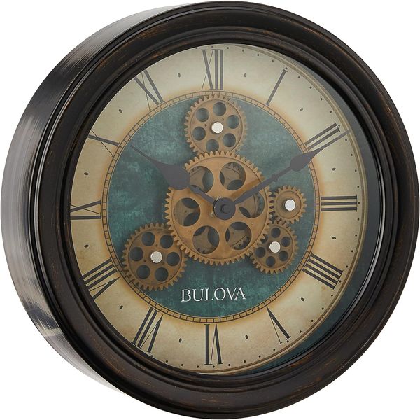 Industrial Motion Wall Clock, 12.8, Aged Black