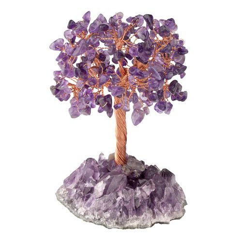 mookaitedecor Amethyst Crystal Tree with Crystal Cluster Base Bonsai Money Tree Gift, Wealth Luck Feng Shui Crystal Gift Ornament Crystal Tree of Life Reiki Chakra Healing Purple Room Office Decor