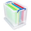 Really Useful Box 19 Liter Plastic Stackable Storage Container with Snap Lid & But-In Clip Lock Handles for Home or Office Organization, Clear