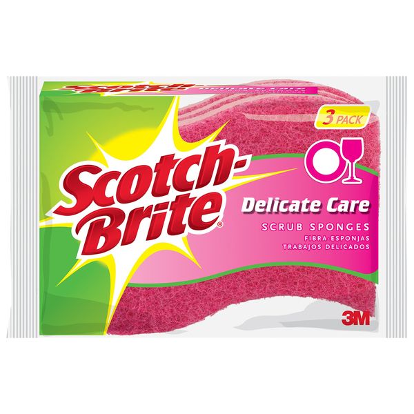 Scotch-Brite Delicate Care Scrub Sponge,3 Count (Pack of 8)