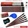 NATARAJ Ultimate Quality - 10 Hexagonal Wooden Pencils Eraser Sharpener - Bold Writing