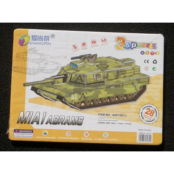 M1A1 Abrams Tank  Model Kit 3-D 3D Puzzle Foam Board Toy