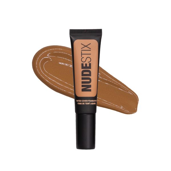 Nudestix Tinted Cover Liquid Foundation, Buildable Coverage for Even Skin Tone, Flawless Natural Lightweight Makeup Finish, Shade: Nude 8, 0.84 fl oz (25 ml)