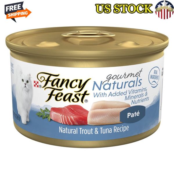 Gourmet Naturals High Protein Wet Cat Food 12 Cans Tuna Trout Pate Natural New