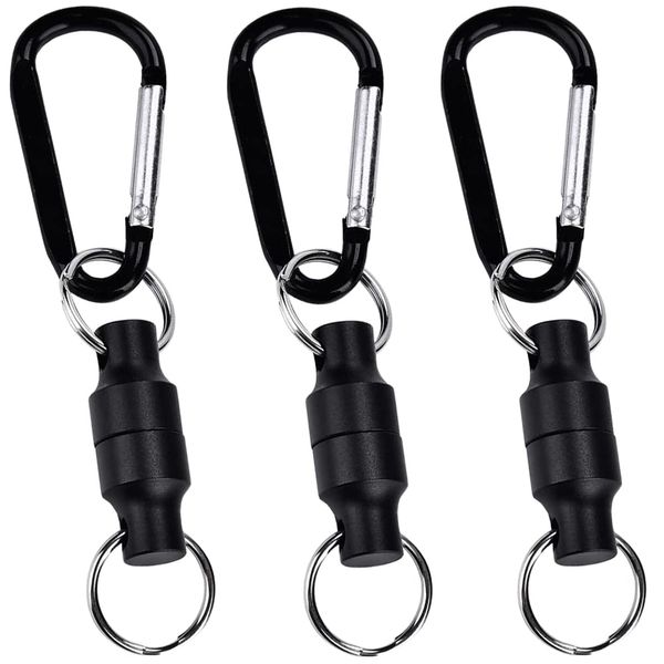 Magnetic Releaser, Super Strong Magnet, Carabiner, Set of 3, Instant Removal, Aluminum Alloy Hook, Multi-functional, Fishing, Climbing, Hiking, Small, Lightweight, 4.4 lbs (2 kg), Hanging Small Items, Key Chain, Ideal Accessory for Outdoor Camping Tents, 