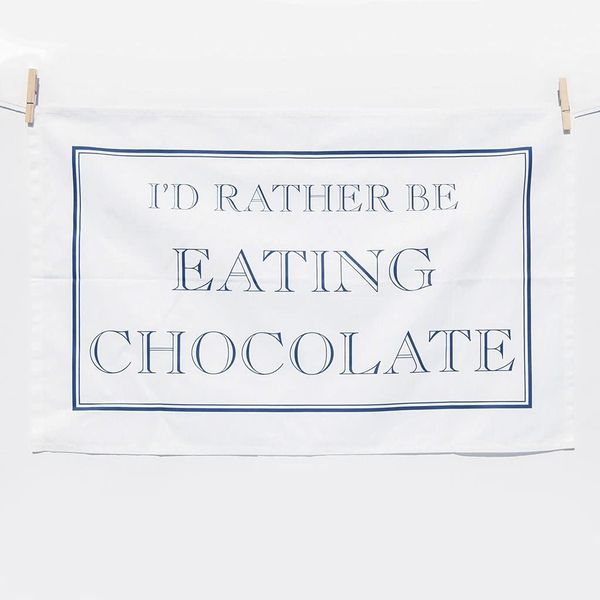 Stubbs Mugs I'd Rather Be Eating Chocolate Tea Towel White