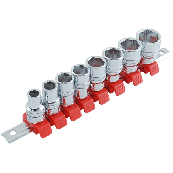 SK11 Non-Slip Socket Set, Hexagonal SHS308X, Clip Color: Red, Insertion Angle: 0.37 inches (9.5 mm), 8 Pieces, 1 Set