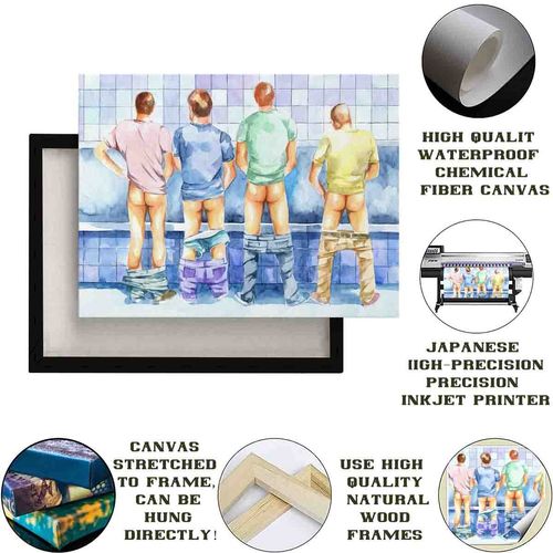 Art Gifts For Men-Watercolor Painting Gay Man-Gay Minimalist Wall Art-Bar Room Wall Art-Bathroom Wall Art For Women Bedroom Home Decor Stretched And Framed Ready To Hang Size: 8"X12"