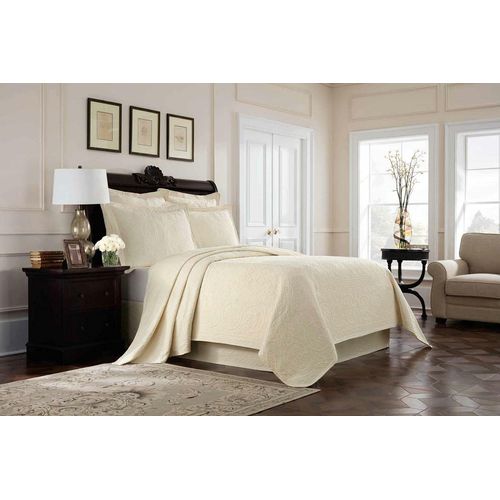 Royal Heritage Home Williamsburg Richmond Matelasse Bedspread , Coverlet Collection (Ivory, King Sham 20W x 36L)
