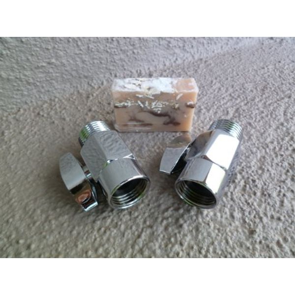 2 Brass Shower Shut Off Valves with Handmade Soap (3 Piece Bundle) - Chrome
