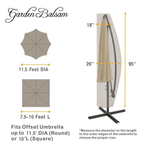 Patio Umbrella Cover for 10FT to 11FT Offset Umbrella, Water Resistant, Curved Cantilever and Straight Pole Parasol Outdoor Umbrellas Cover with Zipper and Rod