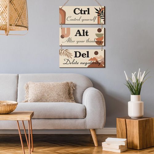 Lewtemi Boho Office Wall Decor Framed Wall Art Boho Wall Decor Signs Hanging Motivational Ctrl Alt Del Wall Decor Bathroom Decor Wall Art for Women Home Living Room Teen Men