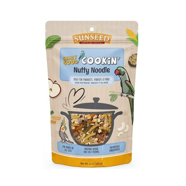 Sunseed Crazy Good Cookin Bird Treat, 12 Ounces, Nutty Noodle with Pineapple and Apricot