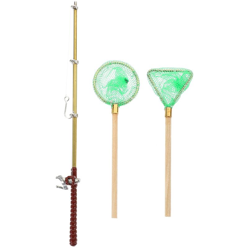 Miniature Fishing Rod 1Set of Miniature Fish Rod Fishing Net Mini House ...