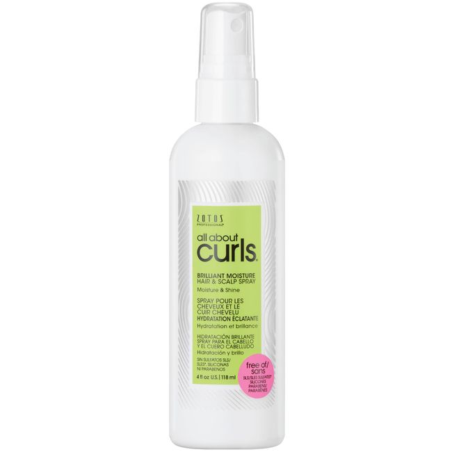 ALL ABOUT CURLS Moisture Hair & Scalp Spray Oil | Moisturize, Nourish, De-Frizz | 99% Natural | All Curly Hair Types | Vegan & Cruelty Free | Sulfate Free | 4 Fl Oz