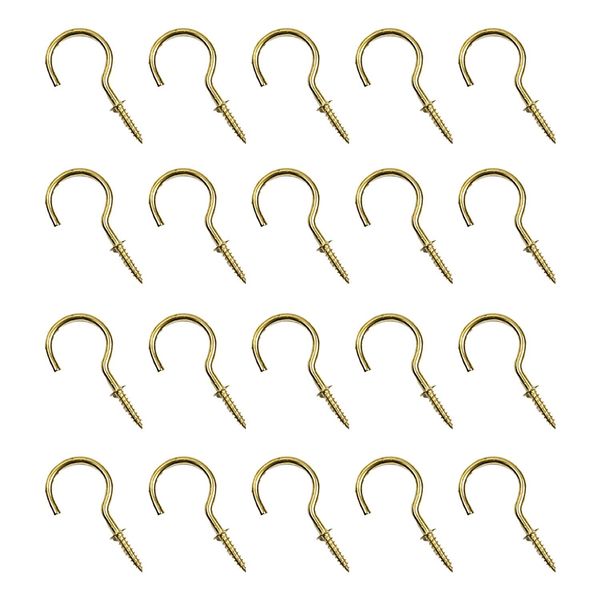 LLiMiTT Screw Hook Ceiling Hook [Set of 20 (Gold or Silver)] Ceiling Hook Ceiling Hanging Hardware Hanging Hook Durable Wall Hook Screw Fastening Hardware J-Hook Storage