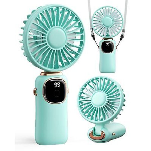 Portable Handheld Fan, 4000mAh Battery Operated Fan with LED Display, Handhel...