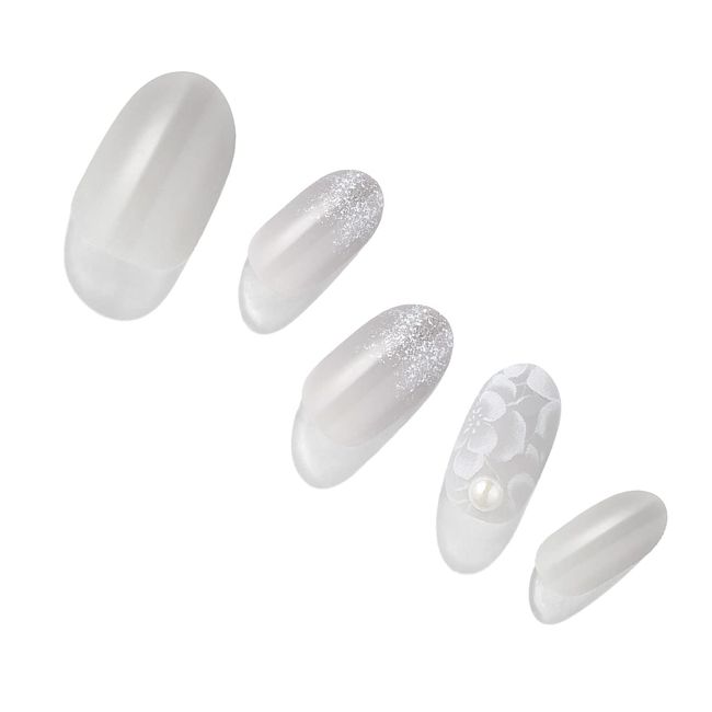 Dashing Diva Magic Press MJP301OL Gel Nail Stickers, Artificial Nails, Color Gel, Design, For Hands, Color: Satin Blossom, Shape: Long Oval, Long, Large