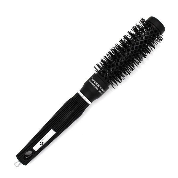 Round Barrel Brush- Nano Technology Ceramic & lonic Hair Brush with Nylon Bristle for Blow Drying, Curling, Styling and Straightening in Rose Gold (25mm Black)