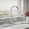 KOHLER 596-VS Simplice Pull Down Kitchen Faucet, 3-Spray Faucet, Kitchen Sink Faucet with Pull Down Sprayer, Vibrant Stainless, High Arch