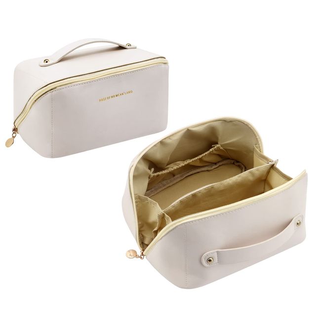 Large Capacity Travel Cosmetic Bag with Handle and Compartments