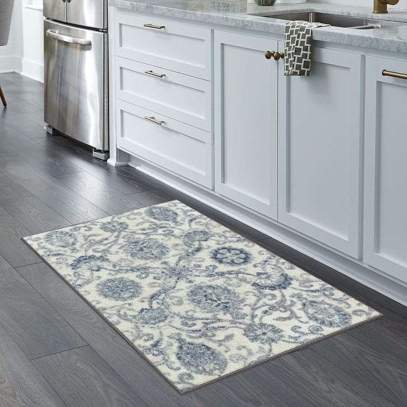 Maples Rugs Blooming Damask Kitchen Rugs Non Skid Accent Area Floor Mat ...