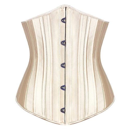 Burvogue Women's 24 Underbust Corset, Steel Bone, 2 Steel Plate, Lace Up, Waist Nipper, Body Shaper, beige, (champagne)