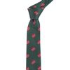 King & Priory Cricket Ball Dark Green Herringbone Embroidered Tie