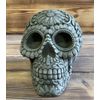 STONE GARDEN LARGE FLOWER SKULL GOTHIC HUMAN HEAD ORNAMENT STATUE