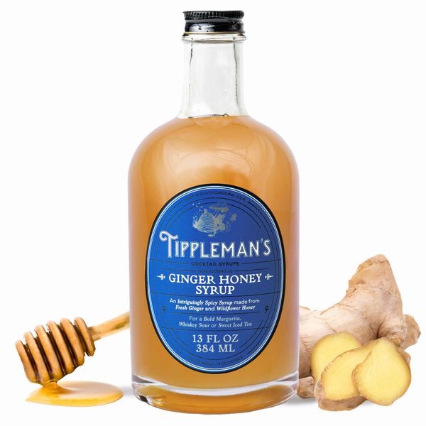 Tippleman's Ginger Honey Syrup - Craft Cocktail Mixer - All Natural Complex Syrup for Cocktails and Non-Alcoholic Beverages - Margarita, Whiskey Sour, or Sweet Iced Tea - Makes 17 Cocktails