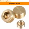 16PCS Brass Pipe Fittings Set, NPT Pipe Plug 1/8" 1/4" 3/8" 1/2" Brass Internal Hex Thread Socket Pipe Plug Set