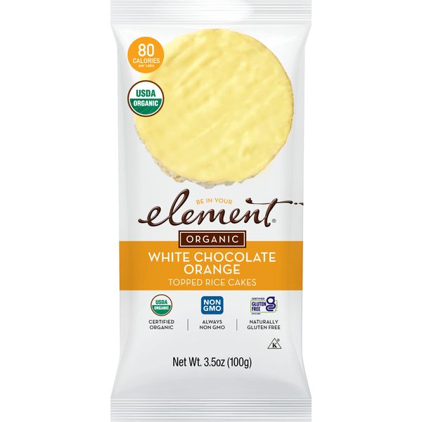 Element Snacks - White Chocolate Orange Rice Cakes (Pack of 6), All-Natural Rice, Organic Healthy Snacks for Kids or Adults, Non GMO, Certified Gluten-Free and Kosher