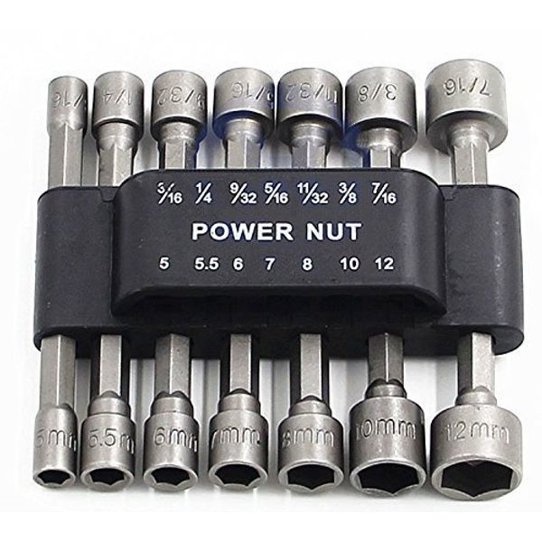 PANOVOS 14pcs Power Nuts Driver Drill Bit Tools Set Metric Socket Wrench Screw 1/4'' Driver Hex Keys