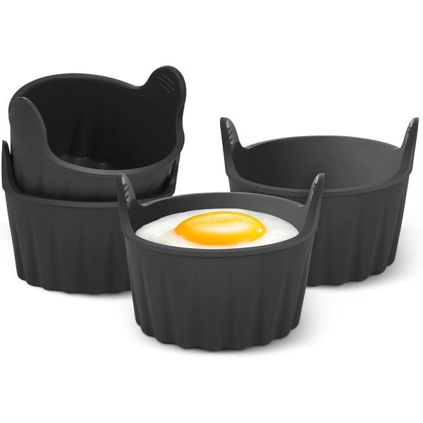 Air Fryer Egg Poacher Food Grade Air Fryer Egg Poacher Silicone Egg Mould Ramekins for Air Fryer Microwave Oven Poached Eggs and Muffin Cake (4PCS)