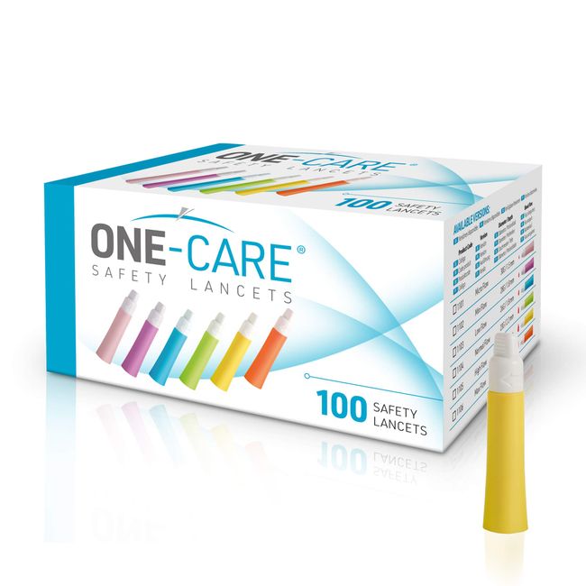 MediVena ONE-Care Safety Lancets, Contact-Activated, 21G x 2.2mm, 100/bx, Sterile, Single-Use, Preloaded, Gentle for Comfortable Testing